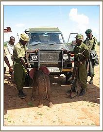 Lempaute with the men that rescued her