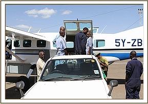 The rescue plane arrives back at Wilson with its precious cargo